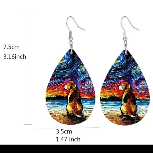 dog and sunset earrings - Picture 3 of 3